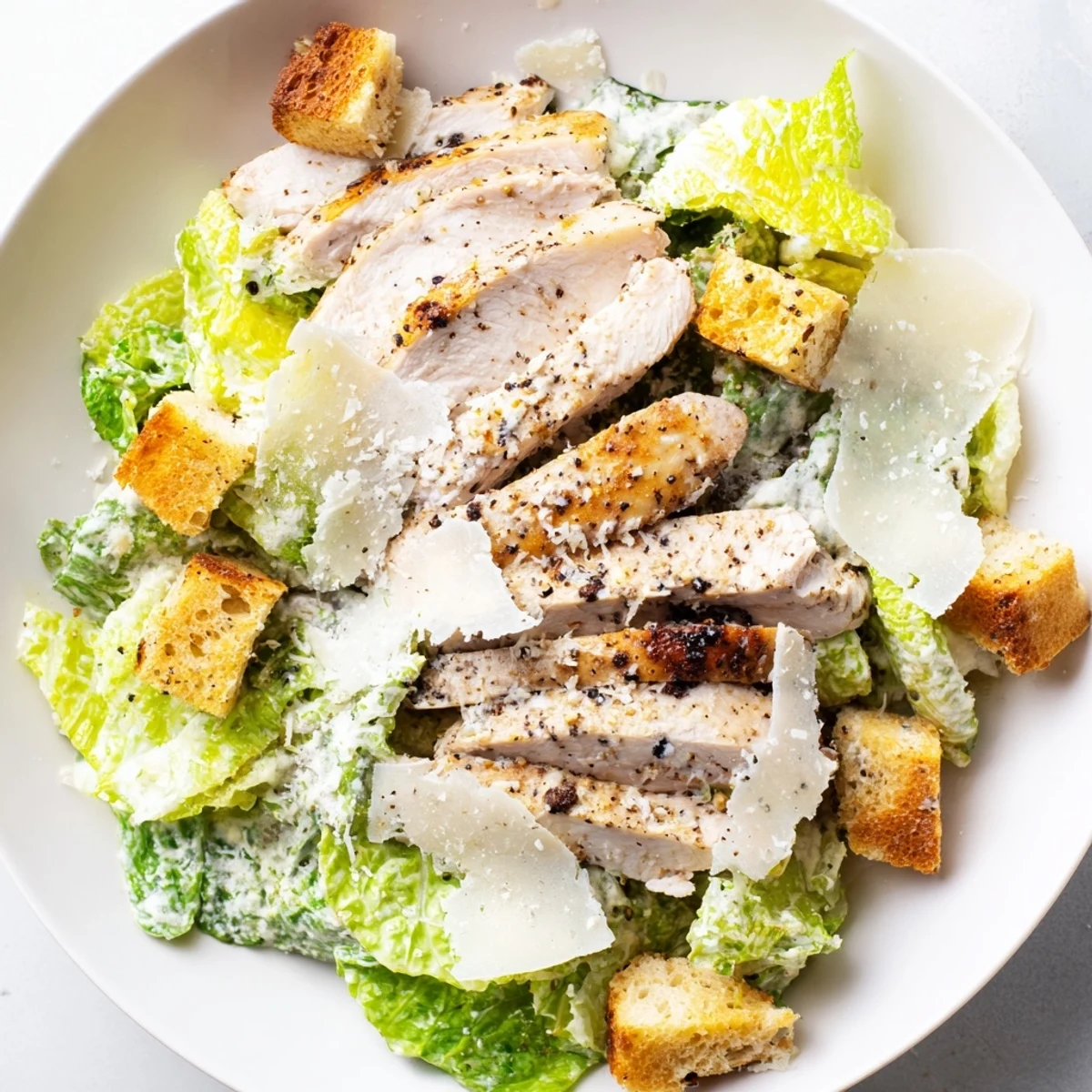 Serve this hearty Chicken Caesar Salad with Homemade Croutons for a satisfying Italian-American meal.