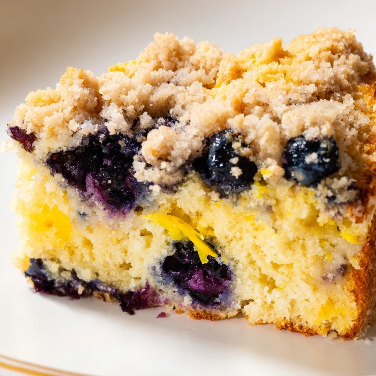 Lemon Blueberry Coffee Cake displays plump blueberries and bright lemon zest baked into a moist crumb.