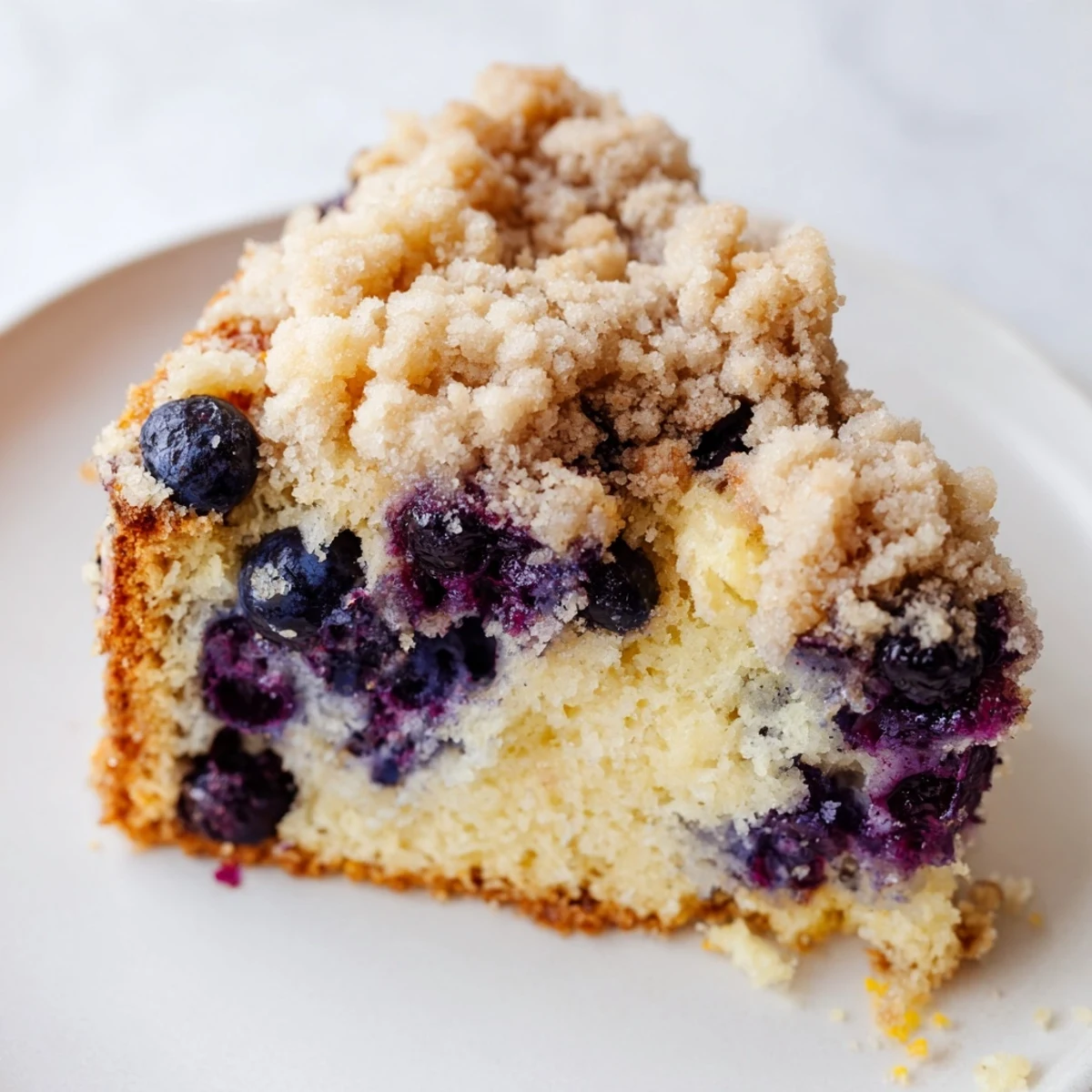 Fresh blueberries and bright lemon zest highlight the moist crumb of this homemade Lemon Blueberry Coffee Cake with Crumble.