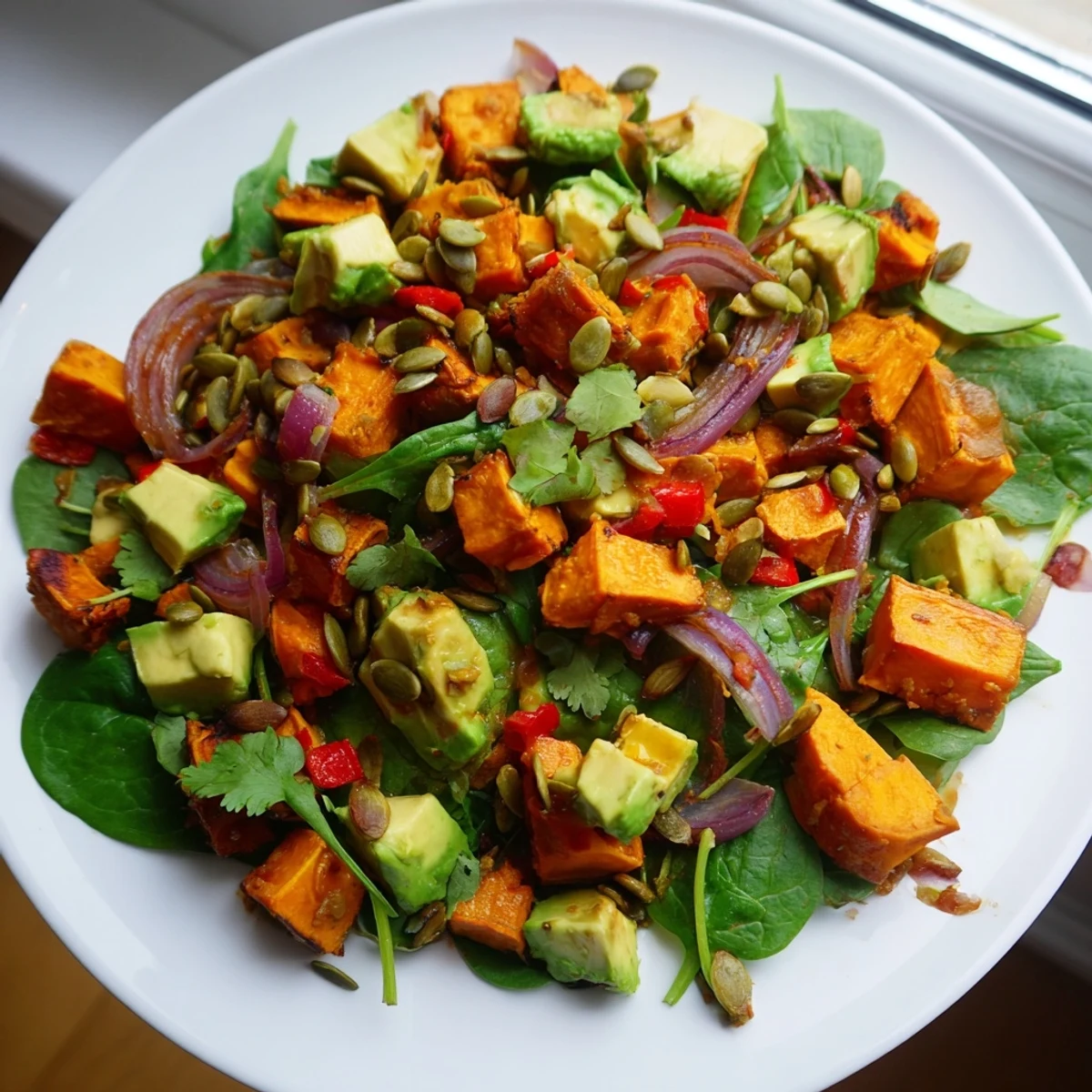 Roasted Sweet Potato Salad with Lime is tossed with a zesty lime vinaigrette for a fresh bite.