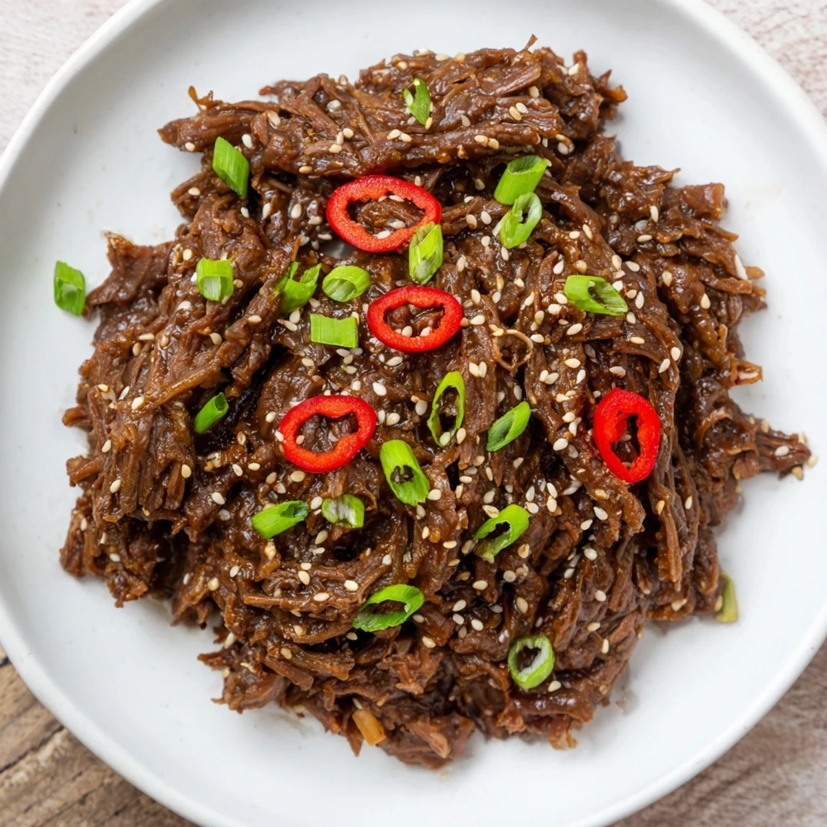 Slow Cooker Korean Beef served steaming in a bowl over white rice, ready for a comforting family dinner.