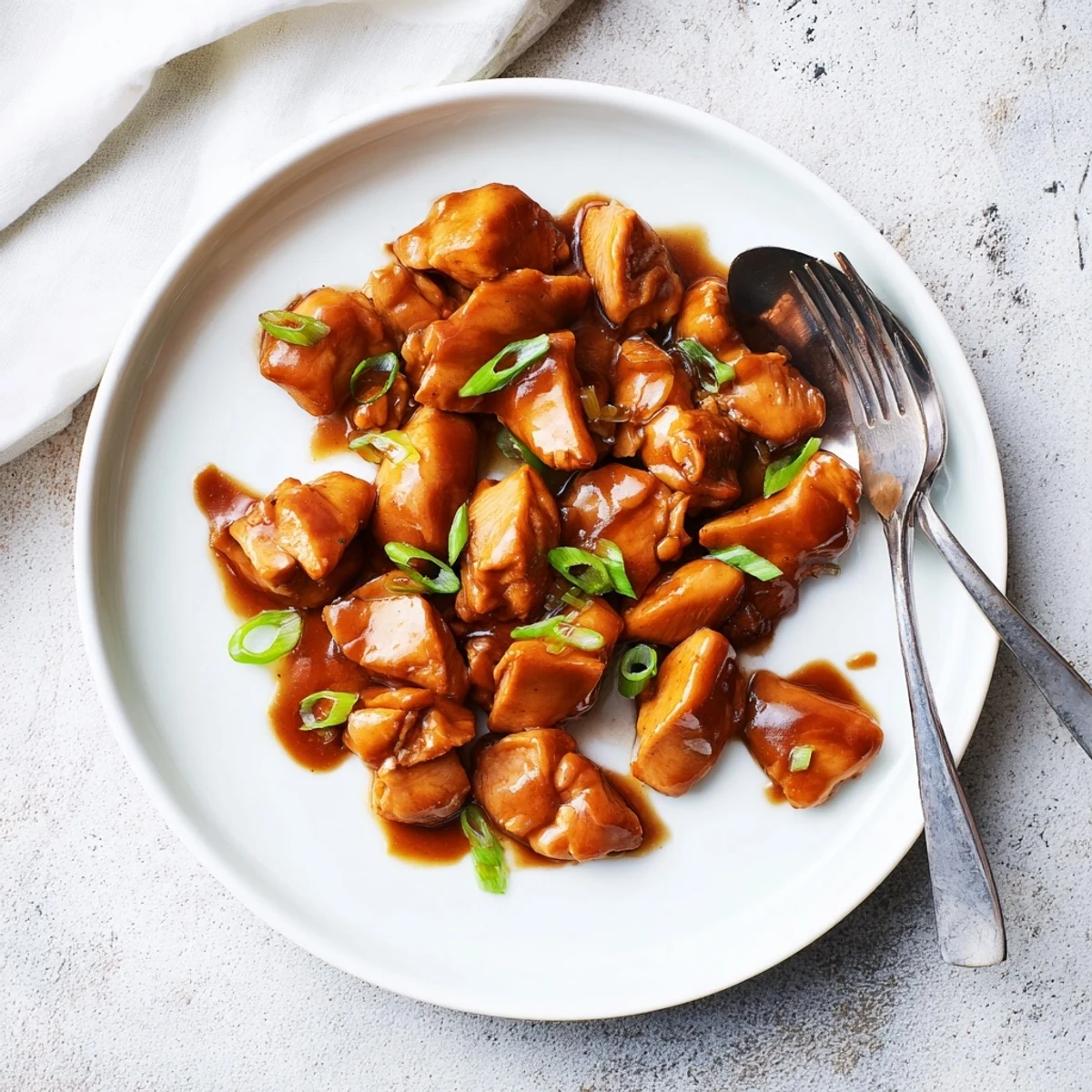 Sizzling skillet of sweet and savory Mongolian chicken coated in a sticky caramelized sauce with aromatic garlic and ginger