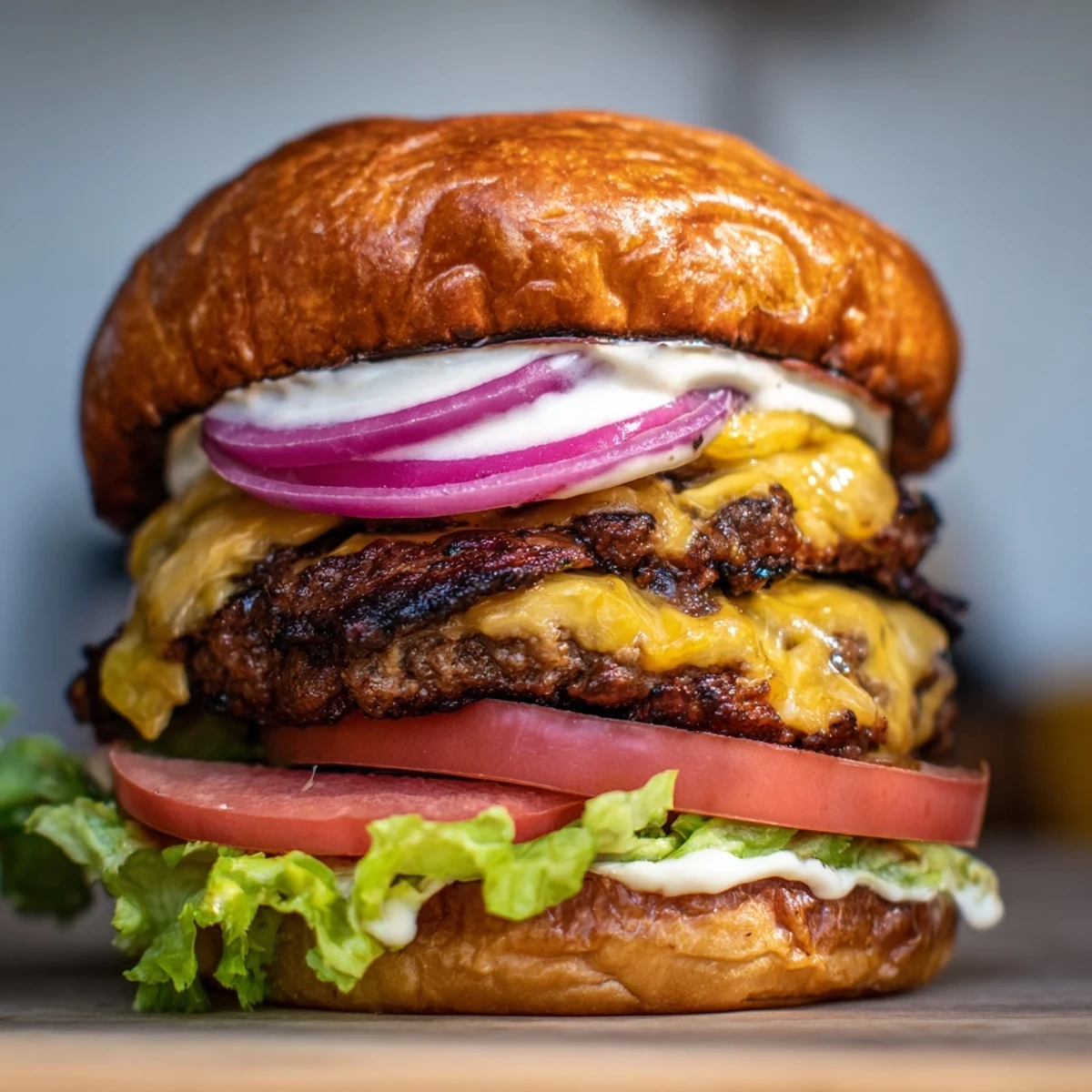 Crispy-edged smash burger patty with melted cheese slices served on buttery toasted bun