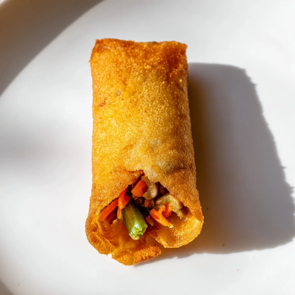 Homemade crispy spring rolls with cabbage and carrots served alongside tangy dipping sauce