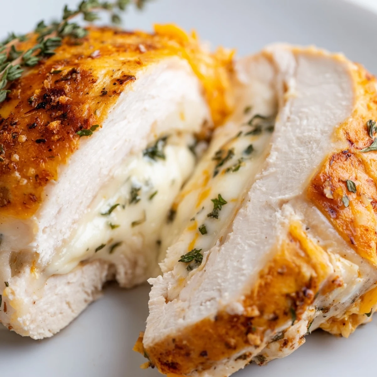 Restaurant-style Ruths Chris stuffed chicken breast with creamy mozzarella cheddar cheese center and paprika seasoning