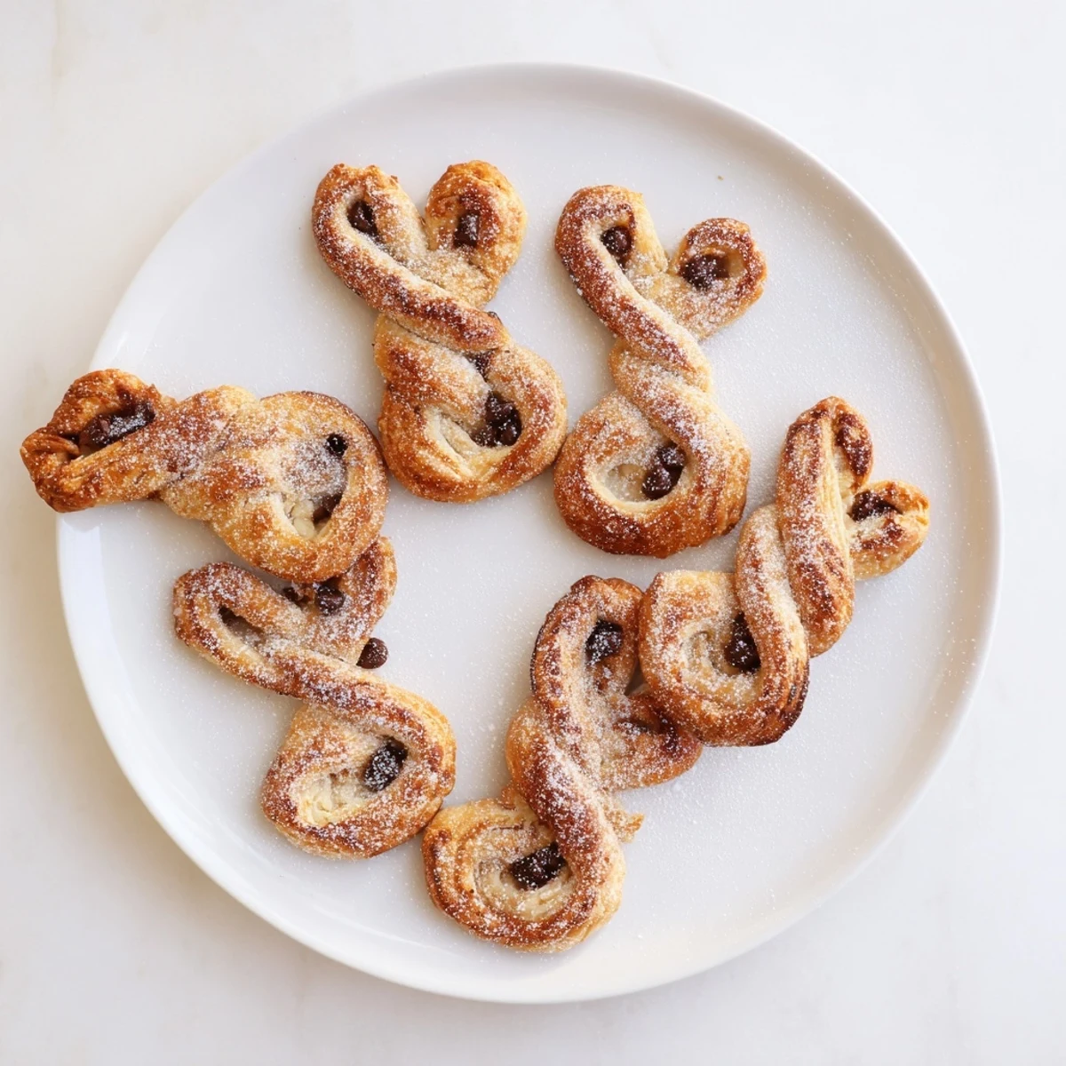 Fluffy puff pastry bunny twists coated in buttery cinnamon sugar baked until golden and crispy
