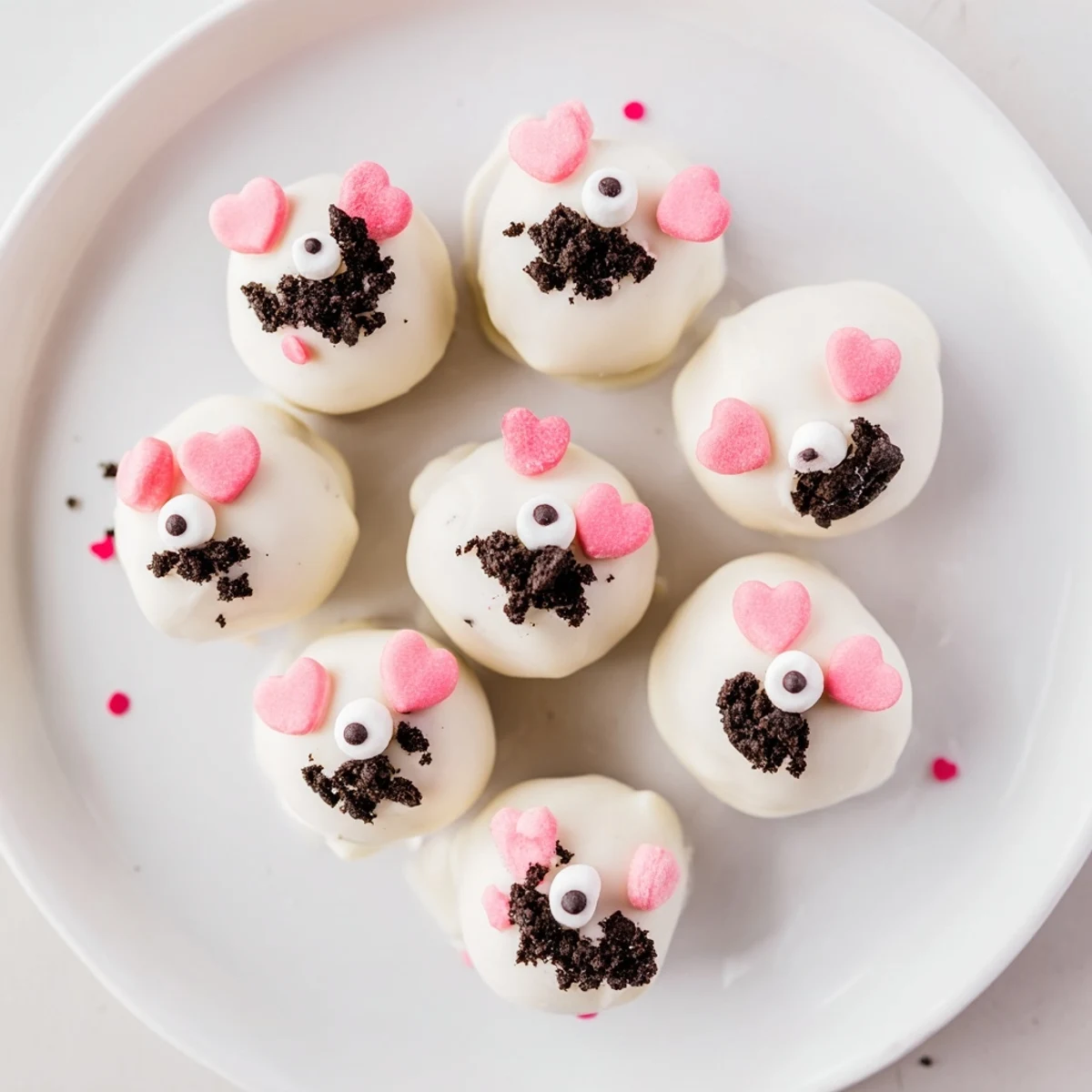 No-bake Bunny Oreo Balls featuring crushed Oreo centers dipped in smooth white coating