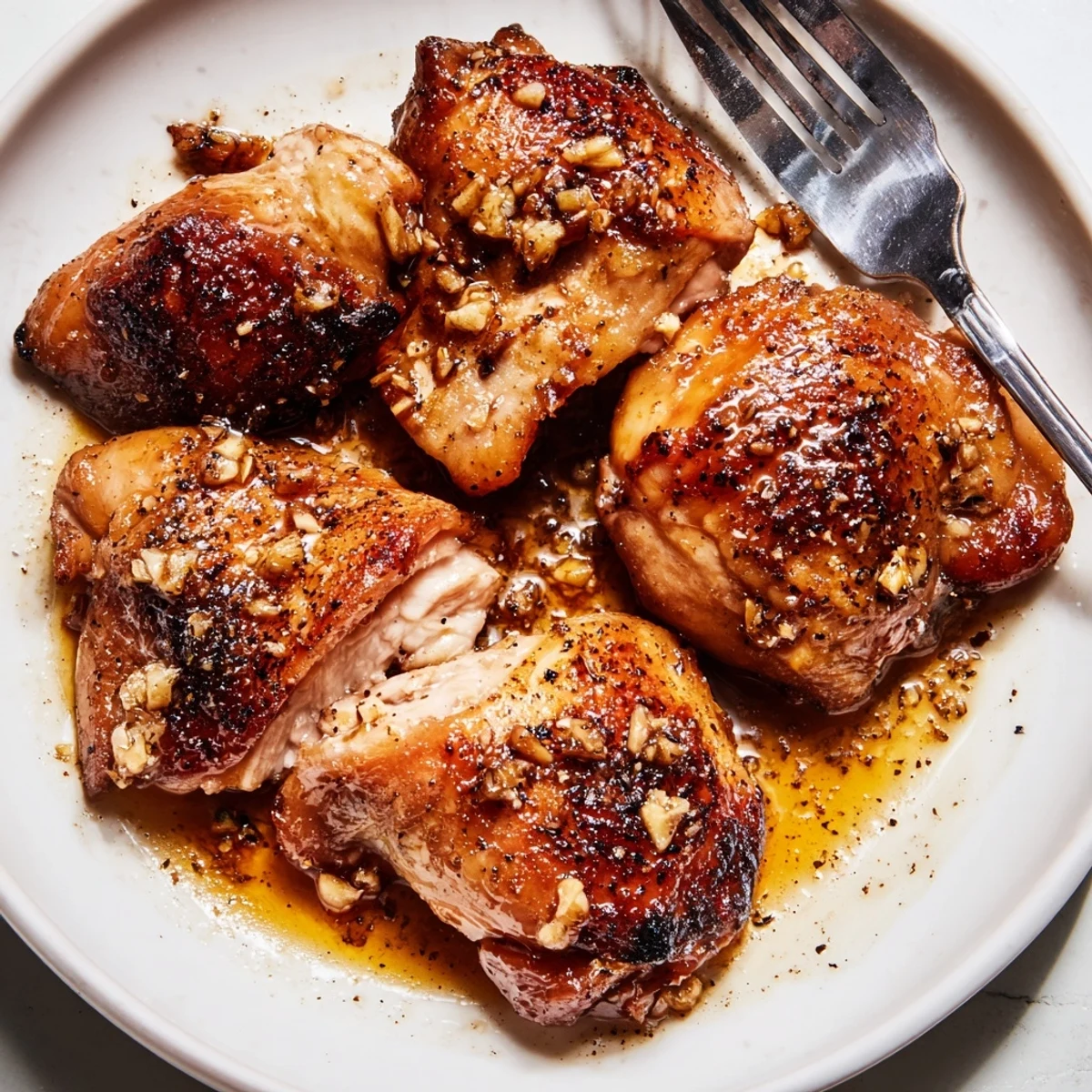Dark caramelized Indonesian ginger chicken resting with fresh herbs and steamed jasmine rice