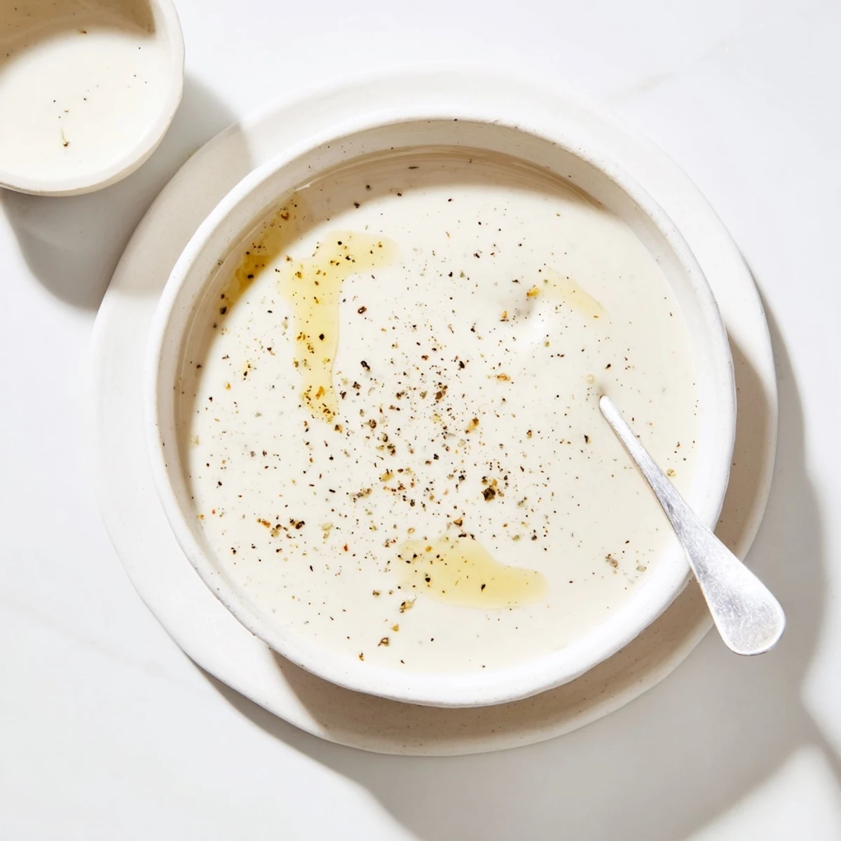 Rich homemade garlic sauce topping juicy chicken shawarma in a bowl with fluffy rice pilaf