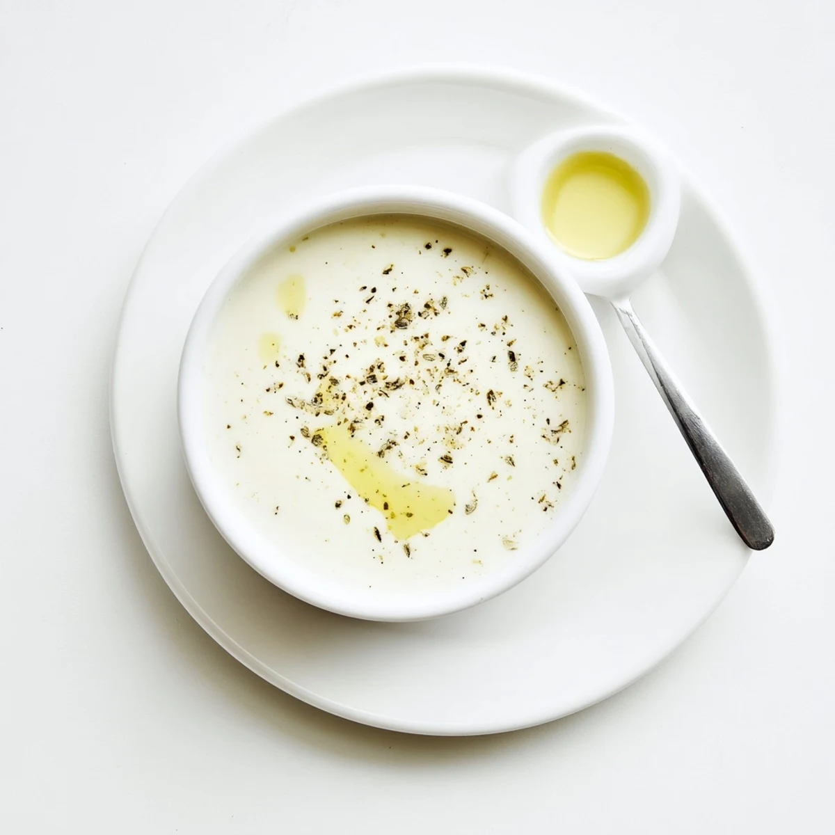 Smooth tangy garlic sauce dip served alongside warm chicken shawarma wrap with crisp lettuce