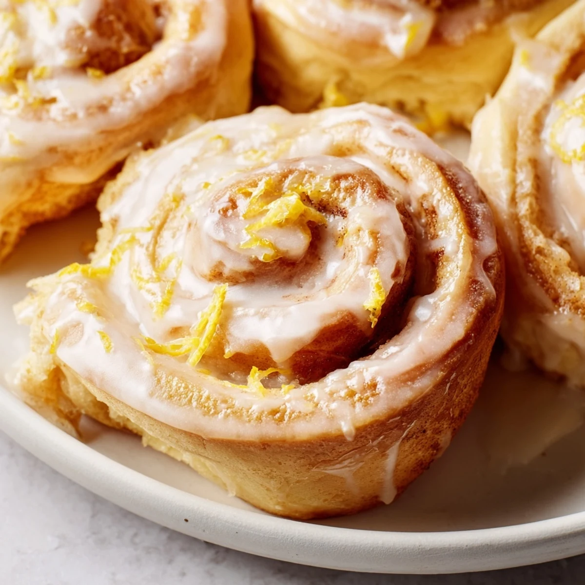 Fluffy homemade lemon rolls with sweet citrus filling and powdered sugar topping