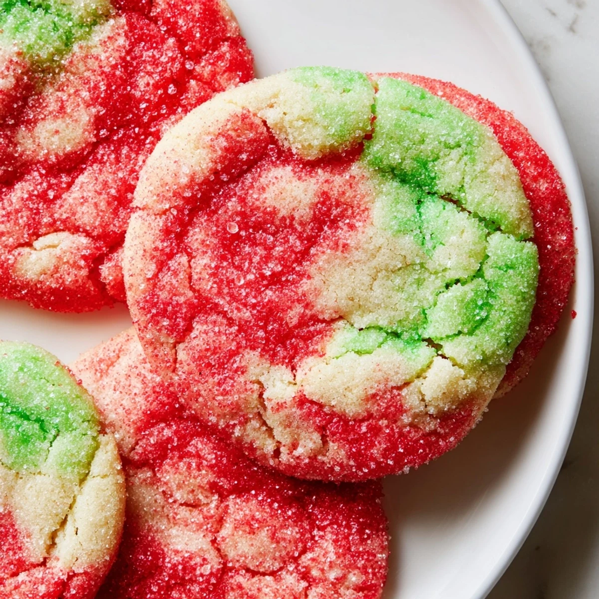 Soft chewy Jello sugar cookies with vibrant pastel colors arranged on a rustic baking sheet