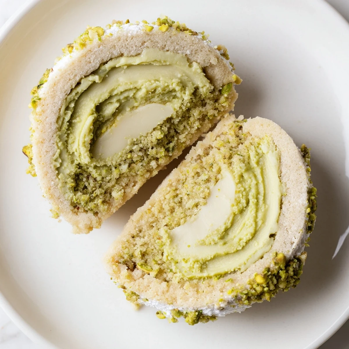 Pistachio Cream Cookies with buttery edges and creamy green pistachio filling