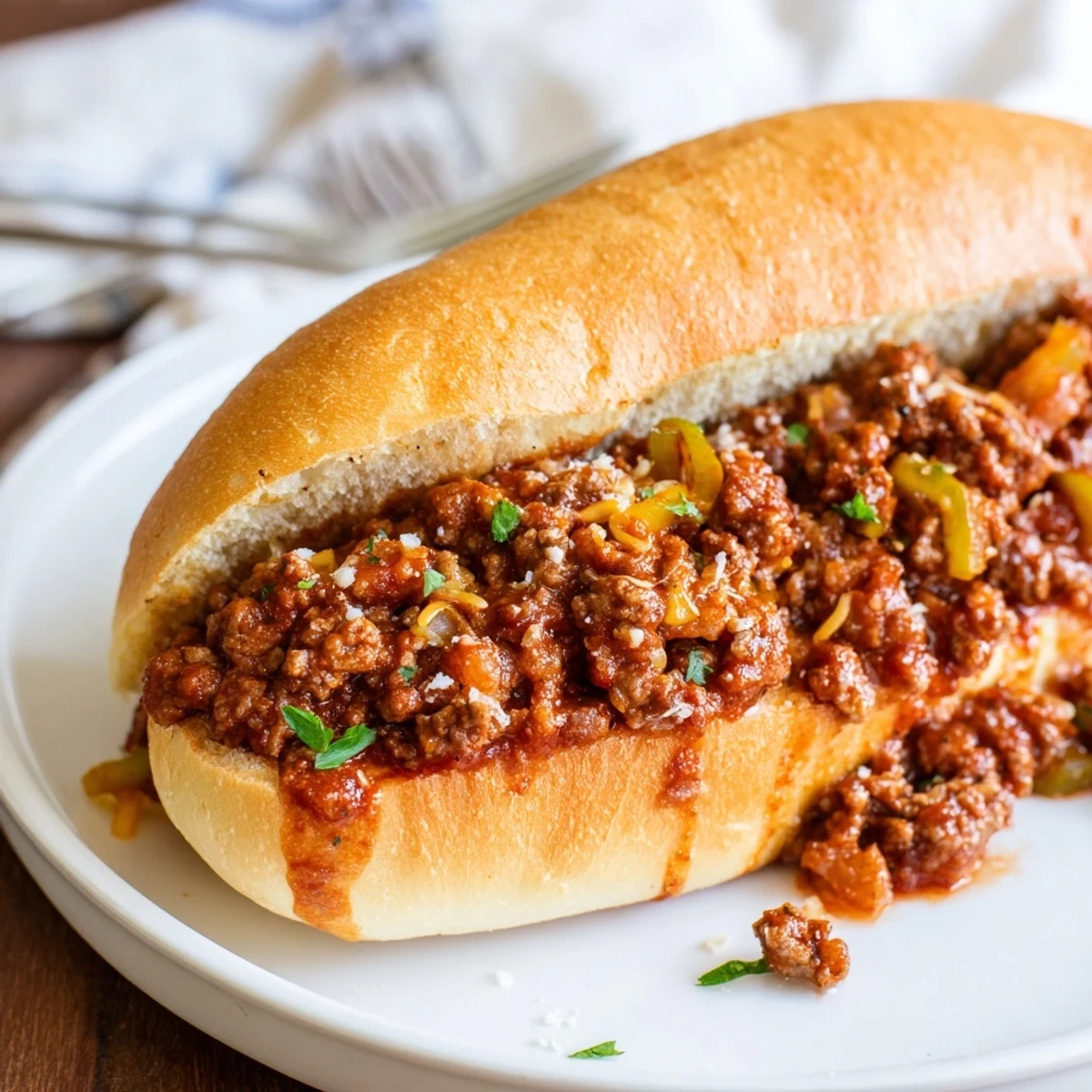 Homestyle Garlic Bread Sloppy Joes served hot with crisp green salad on side