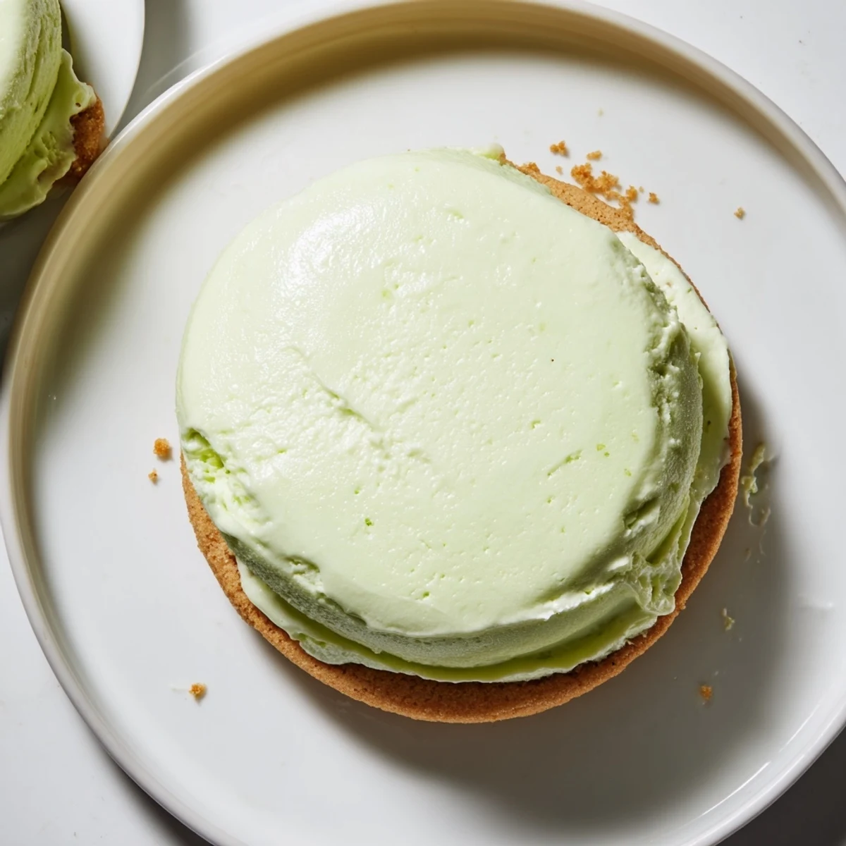 Chilled Key Lime Pie Ice Cream Sandwiches, bright tart cream tucked between golden cookies