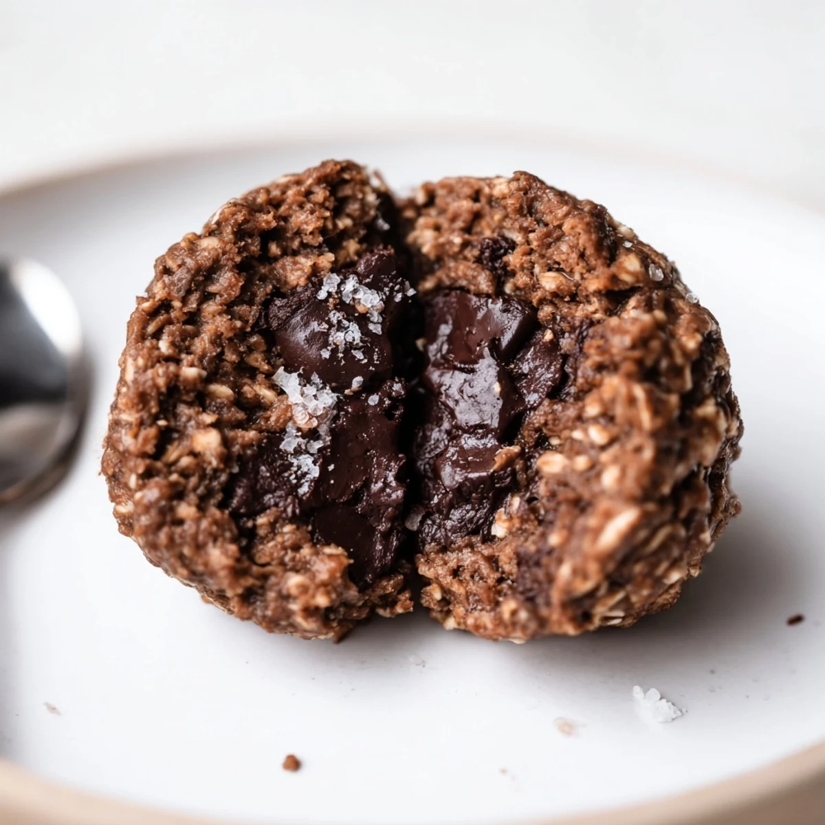 Stack of fudgy Brownie Protein Bites beside a glass of milk