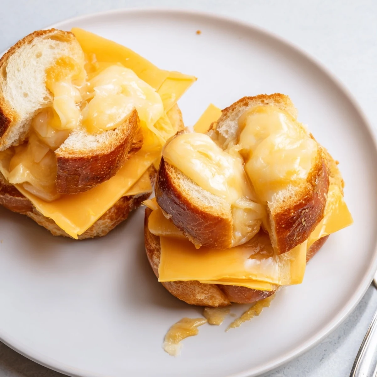 Warm Mini Grilled Cheese Hawaiian Rolls recipe with gooey cheddar and golden tops