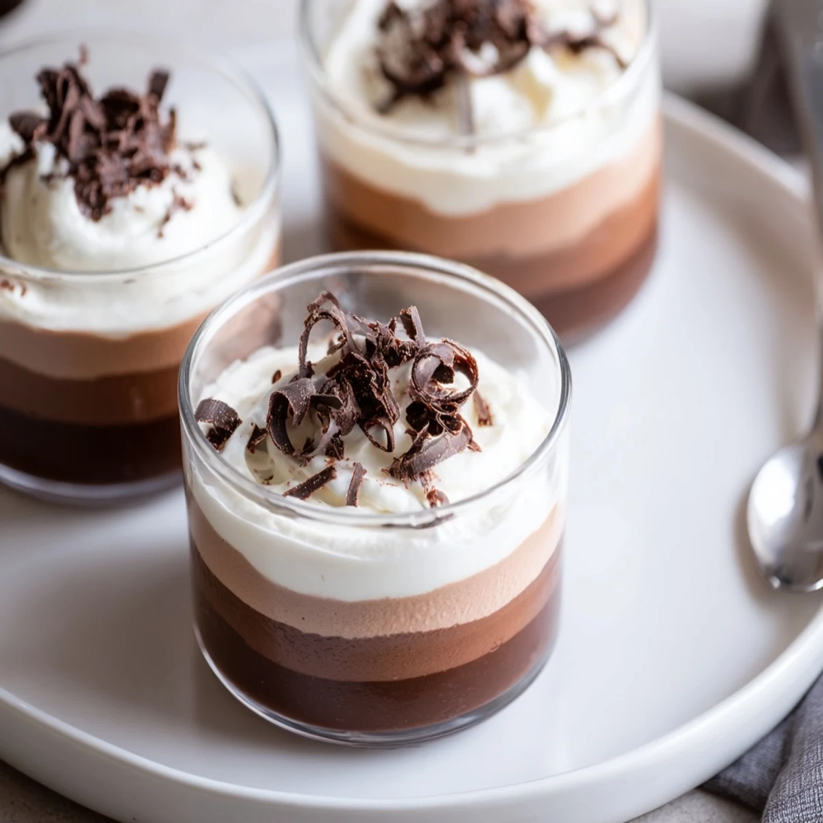 Velvety layers in Triple Chocolate Mousse Cups, ready to spoon and savor