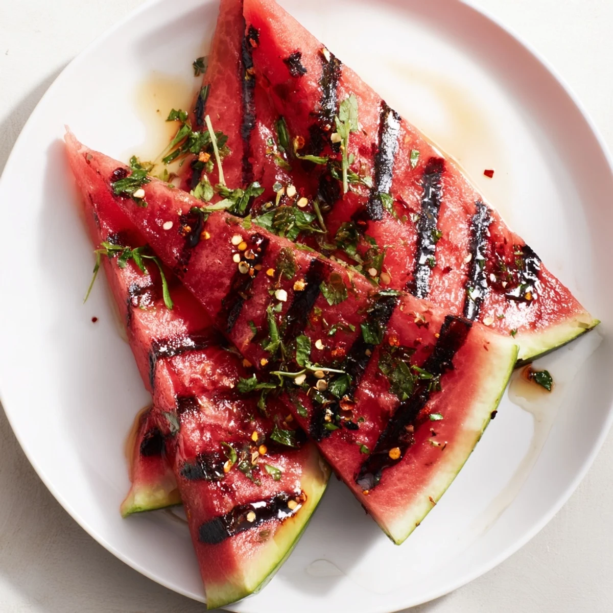 Cilantro Lime Grilled Watermelon recipe with smoky grill marks, zesty lime drizzle