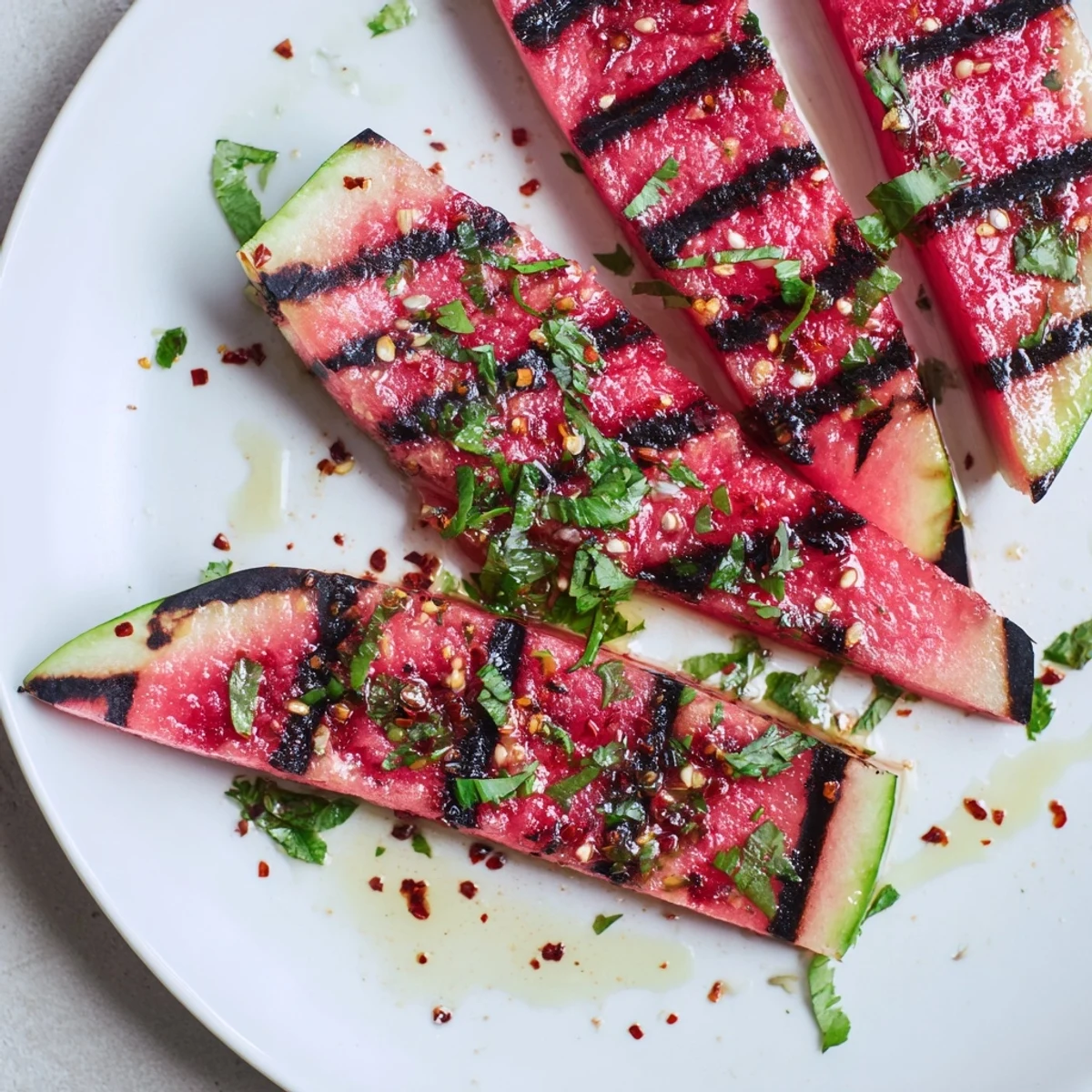 Serve Cilantro Lime Grilled Watermelon recipe alongside grilled shrimp for summer parties