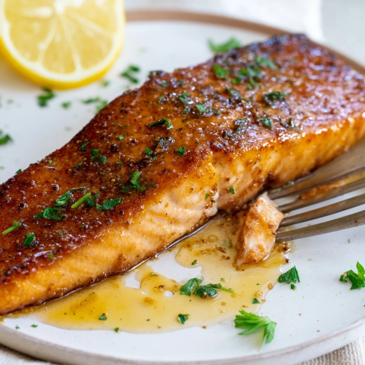 Oven-baked Cajun Honey Salmon Recipe with caramelized glaze and flaky texture