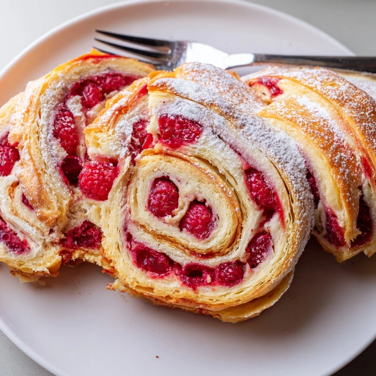 Warm Raspberry Puff Pastry Rolls Recipe with buttery aroma and jam glistening