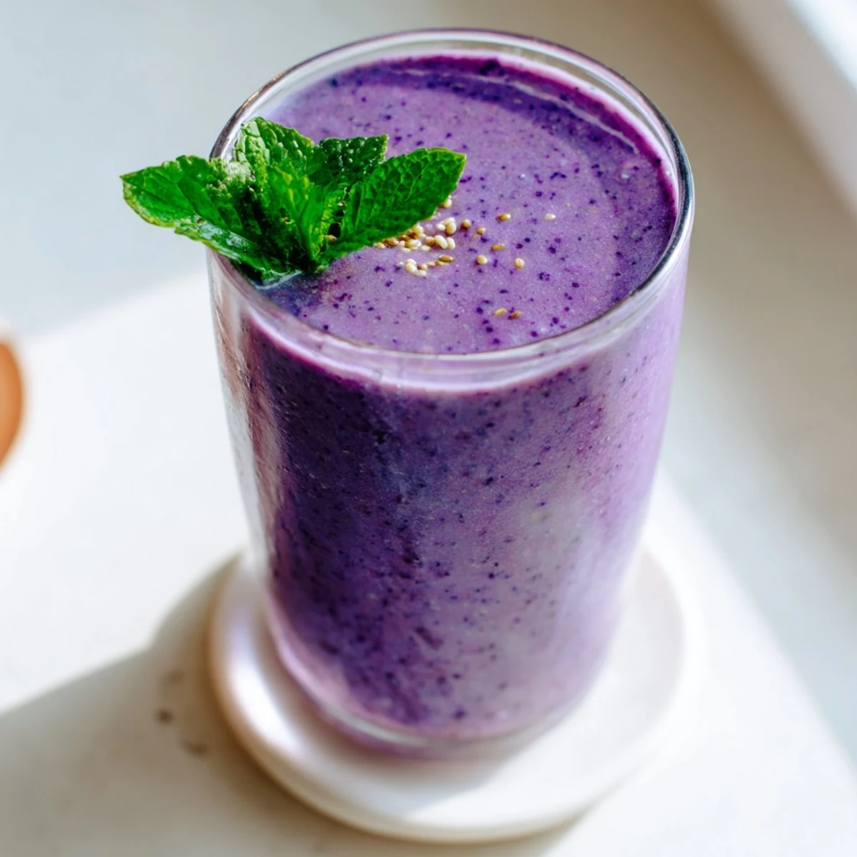 Refreshing Beet Smoothie with earthy red beets blended with frozen pineapple and strawberries for breakfast