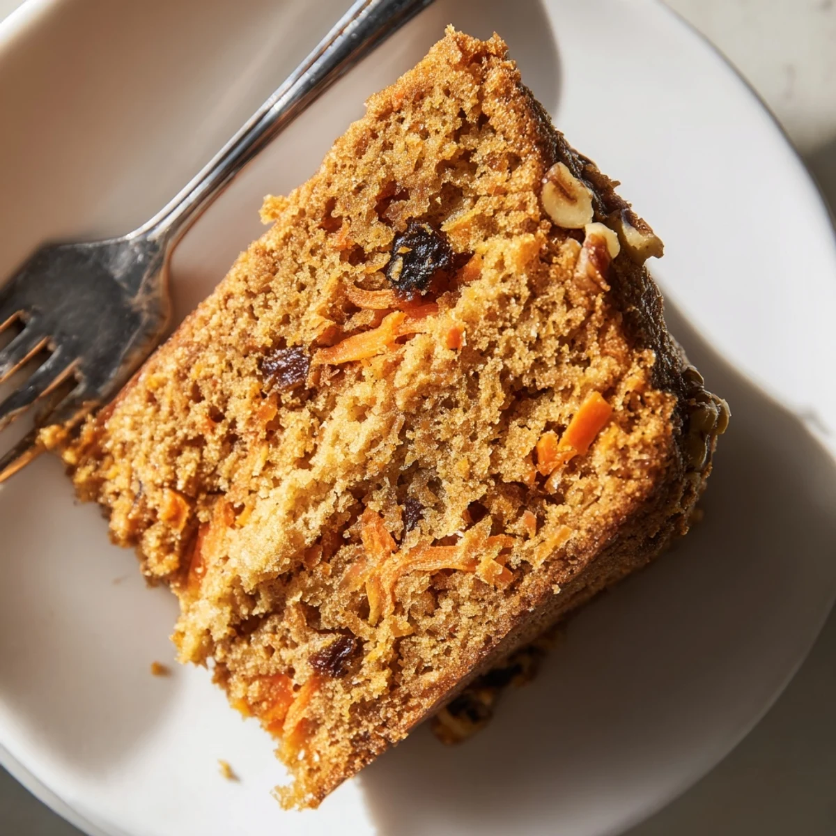 Golden gluten-free carrot cake made with oats and grated carrots, cooling on a wire rack with a dusting of cinnamon