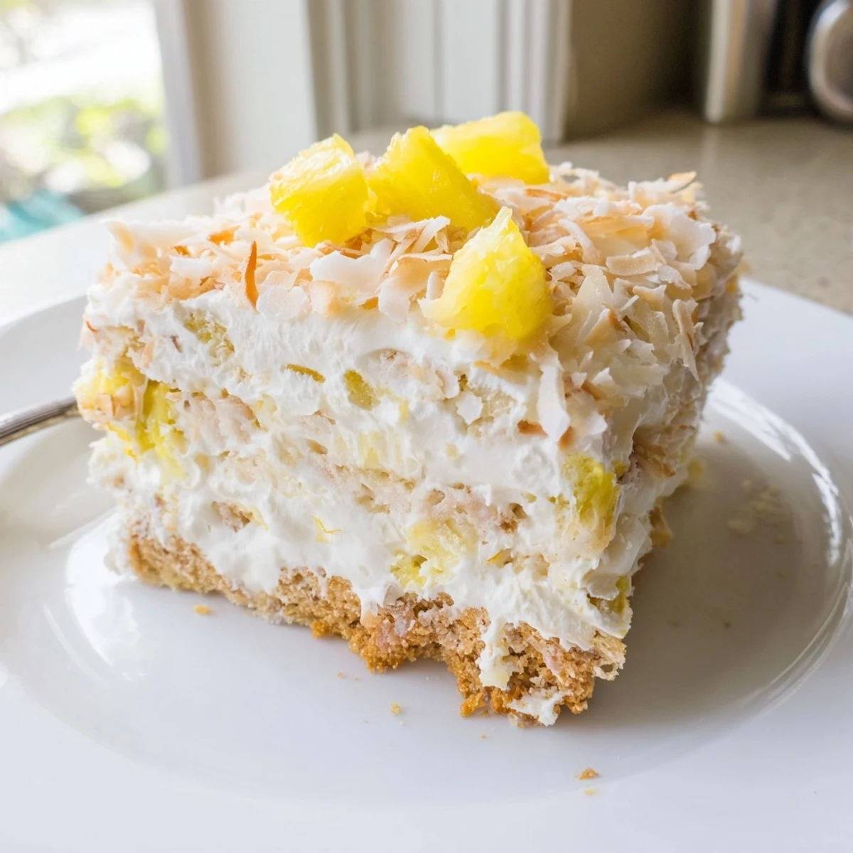 No Bake Pineapple Coconut Cake