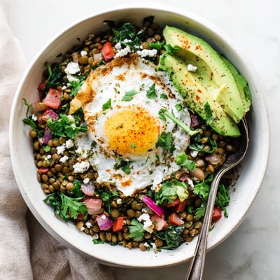 Warm spinach and smoky cumin lentils create a nourishing base for the Savory Lentil Breakfast Bowl.