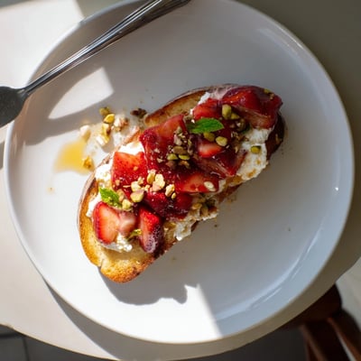 Roasted Strawberry Whipped Ricotta Toast